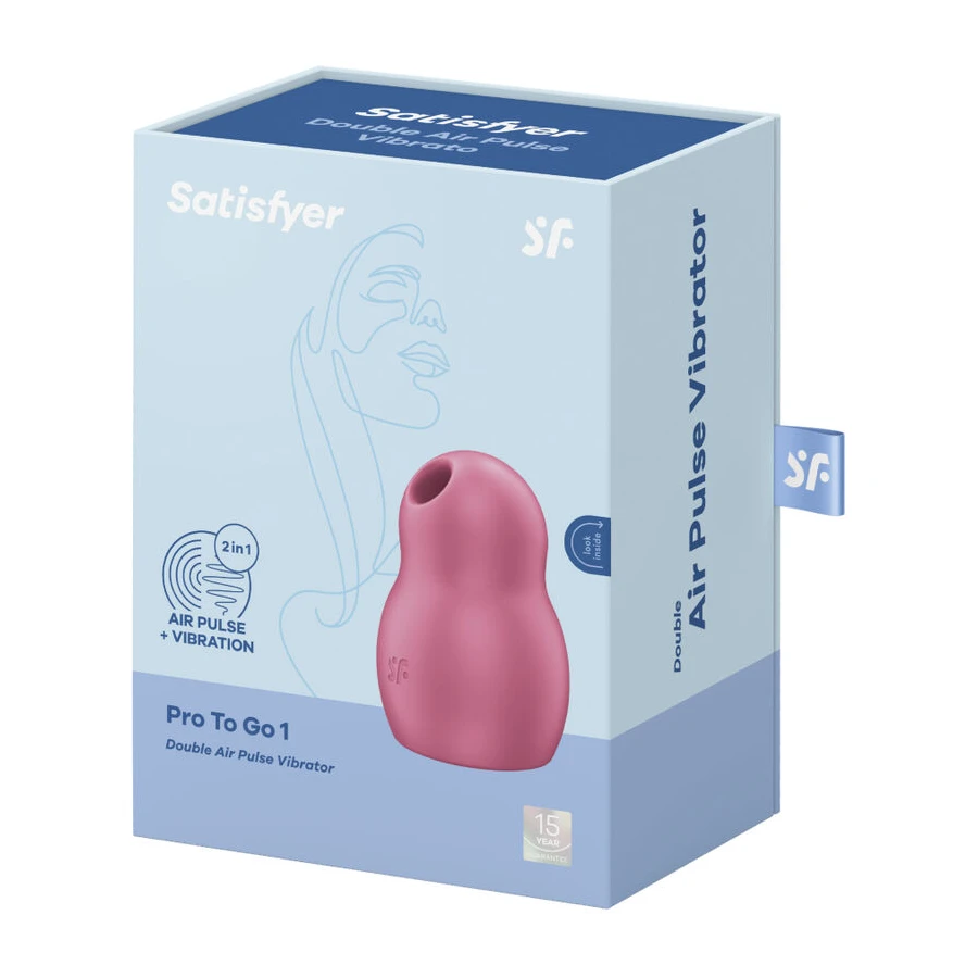 SATISFYER - STIMULATEUR ET VIBRATEUR DOUBLE AIR PULSE PRO TO GO 1 BLEU